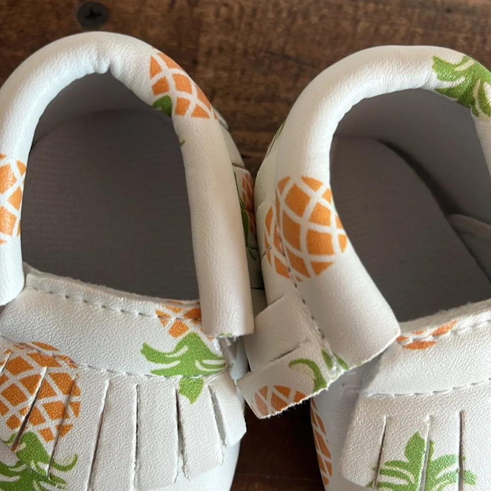 Cream Baby Walker Shoes with Pineapple Print